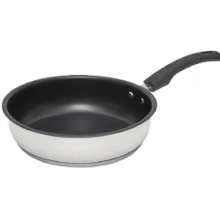 Discount Poêle anti adhésive inox poignée bakélite noire Cuisson
