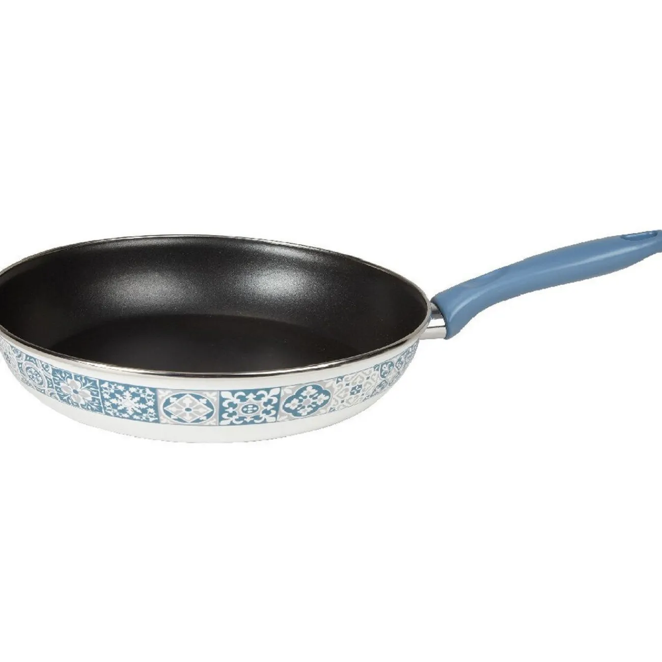 Outlet Poêle anti-adhésive acier émaillé motif carreau de ciment Cuisson