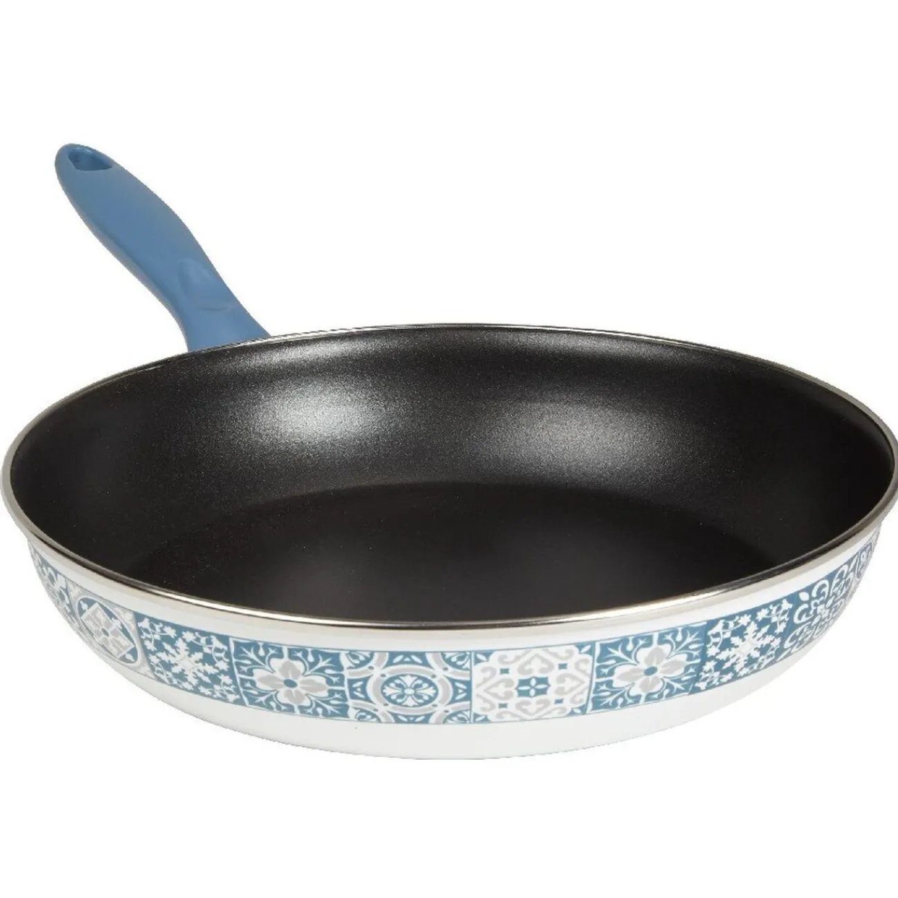 Outlet Poêle anti-adhésive acier émaillé motif carreau de ciment Cuisson