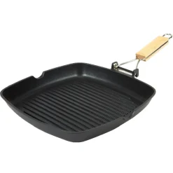 Outlet Poêle grill carré manche en bois amovible tous feux Cuisson
