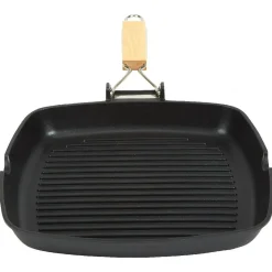 Outlet Poêle grill carré manche en bois amovible tous feux Cuisson