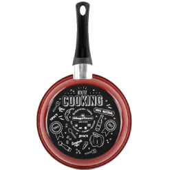 Discount Poêle ronde inscription Healthy Cooking rouge et noir Cuisson