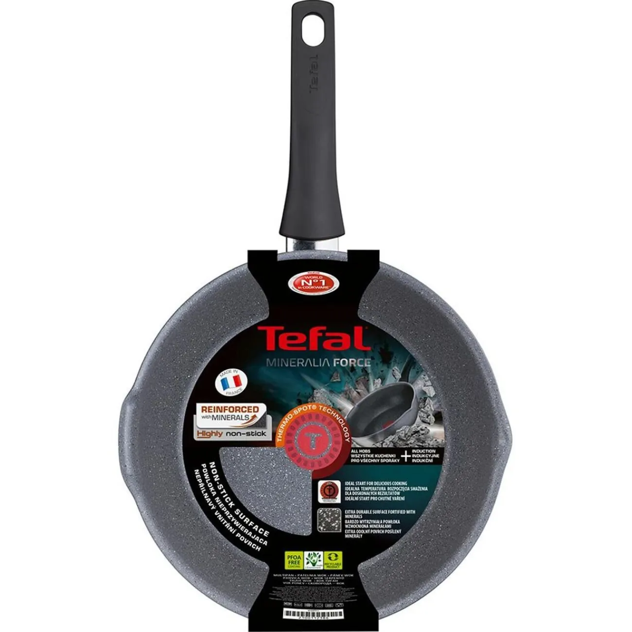 Hot Poêle sauteuse Tefal Mineralia Force aluminium moucheté gris noir ø 26 cm Cuisson