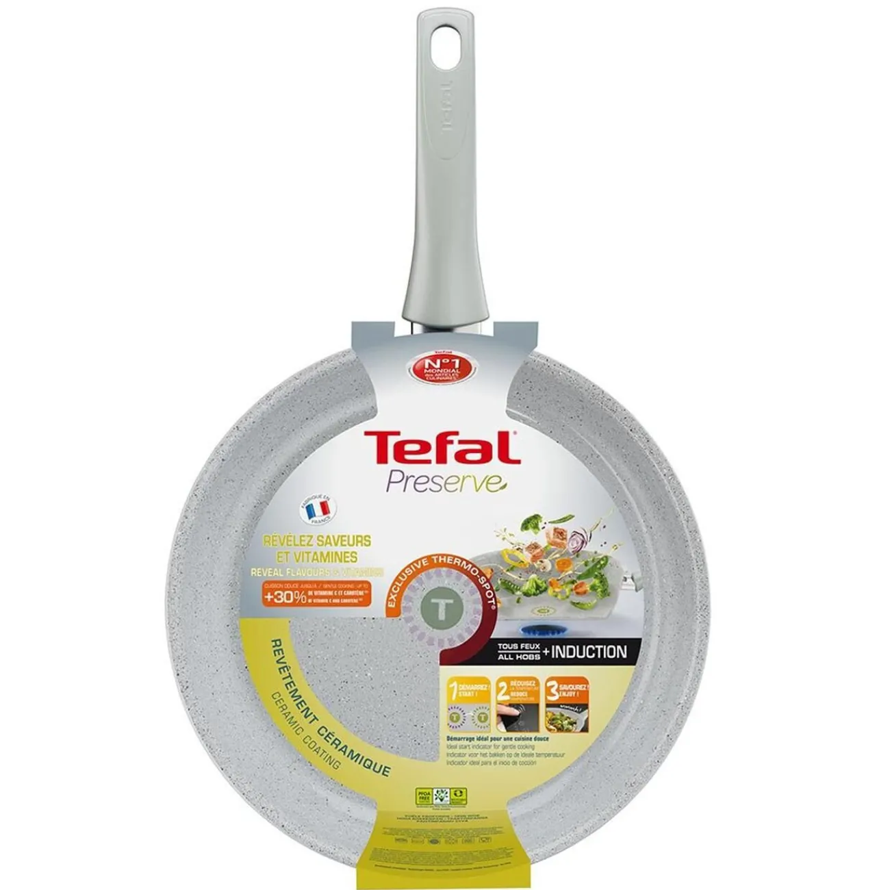 New Poêle tefal Preserve en céramique avec indicateur thermo-spot ø 28 cm Cuisson