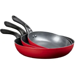 Discount Poêles rouges et noires x3 Cuisson