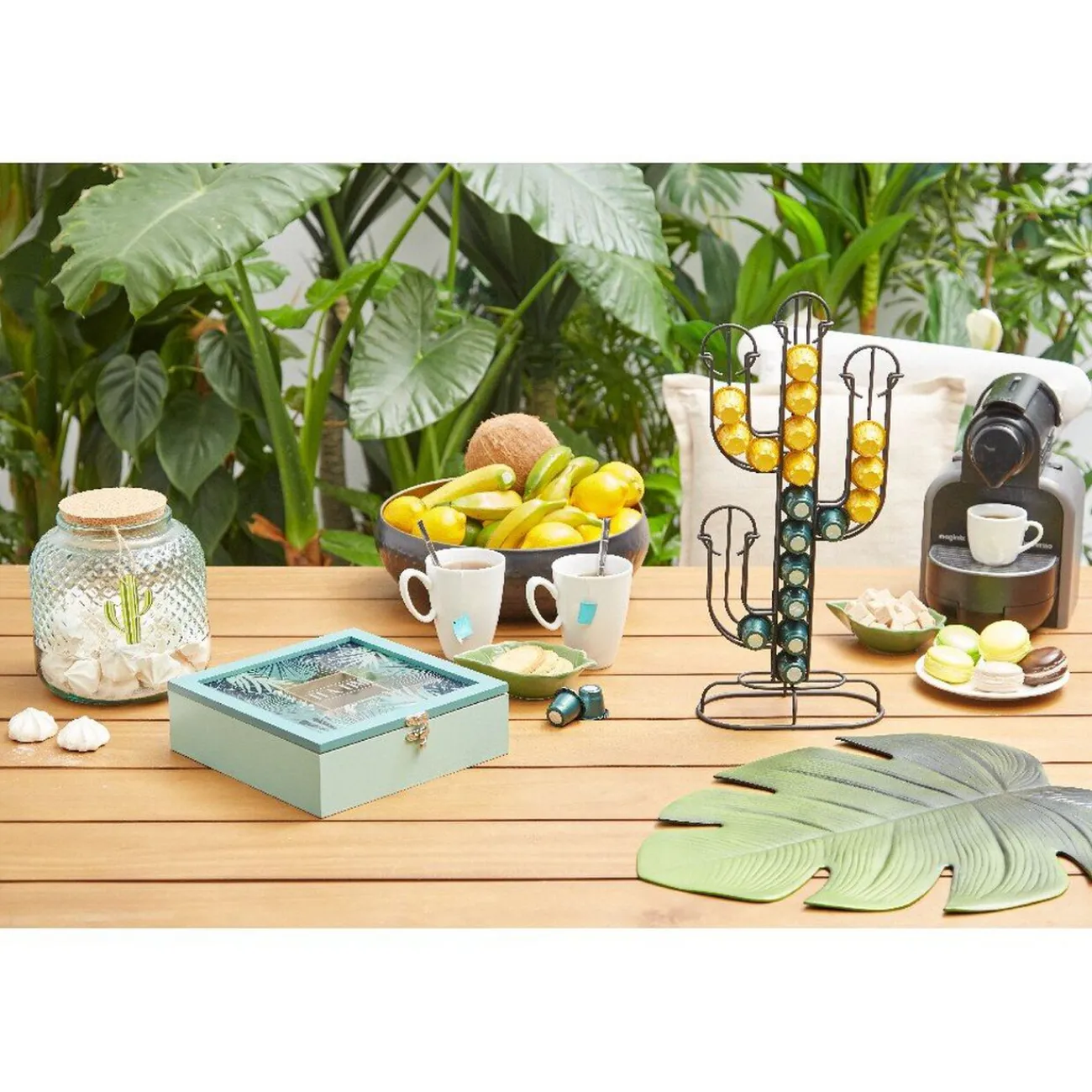 Clearance Porte capsule café déco en forme de cactus noir Rangement De Cuisine