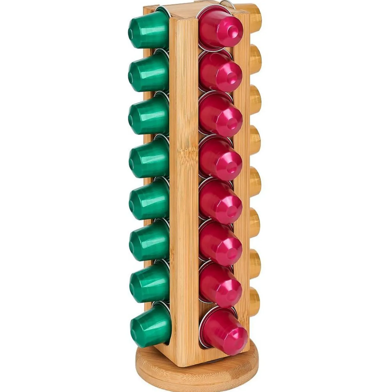 Outlet Porte capsules rotatif en bambou Ø10xH29cm Rangement De Cuisine