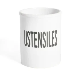 Pot à ustensiles dolomite blanc Ø10xH13,2cm Rangement De Cuisine