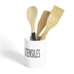 Pot à ustensiles dolomite blanc Ø10xH13,2cm Rangement De Cuisine