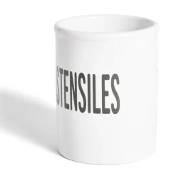 Pot à ustensiles dolomite blanc Ø10xH13,2cm Rangement De Cuisine