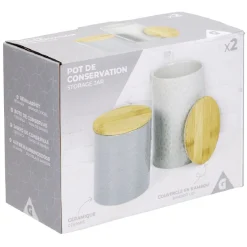 Sale Pot de conservation design carreau de ciment et point relief x2 Conservation Alimentaire