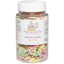 Sale Pot de Décor en sucre Modèle Tropical Orange, Vert et Rose Préparation Culinaire