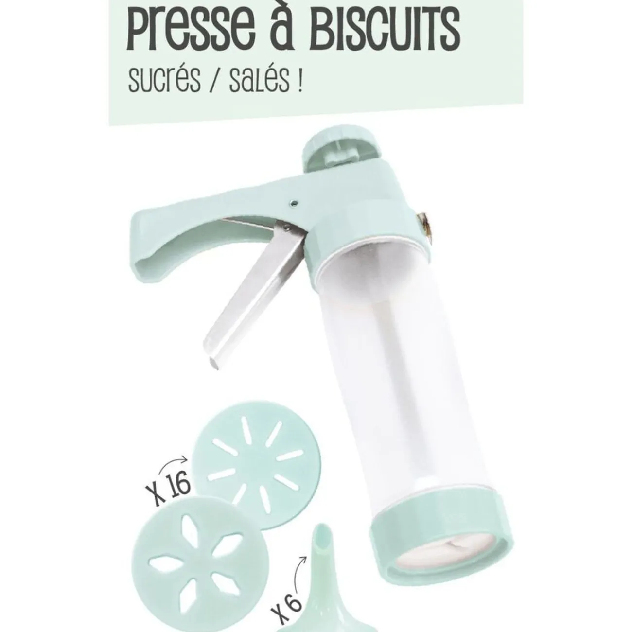 Hot Presse à biscuits sucrés/salés 16 disques et 6 douilles Préparation Culinaire