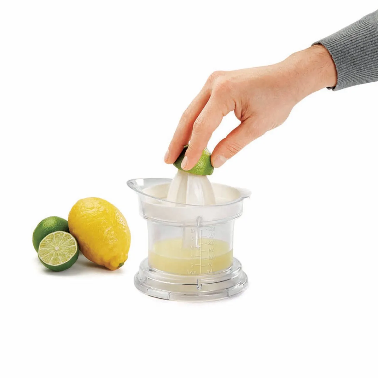 Hot Presse agrumes Metaltex transparent couvercle blanc 2 cônes Préparation Culinaire