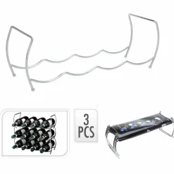 Clearance Range bouteilles empilable12 compartiments métal argenté Rangement De Cuisine