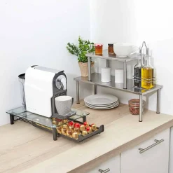 Clearance Range dosette plateau en verre tiroir inox noir Rangement De Cuisine