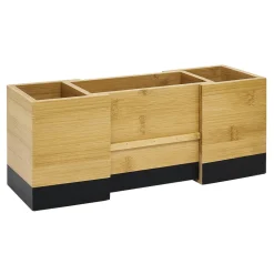Sale Range ustensile extensible bambou naturel et noir L18/29x10xH12cm Rangement De Cuisine