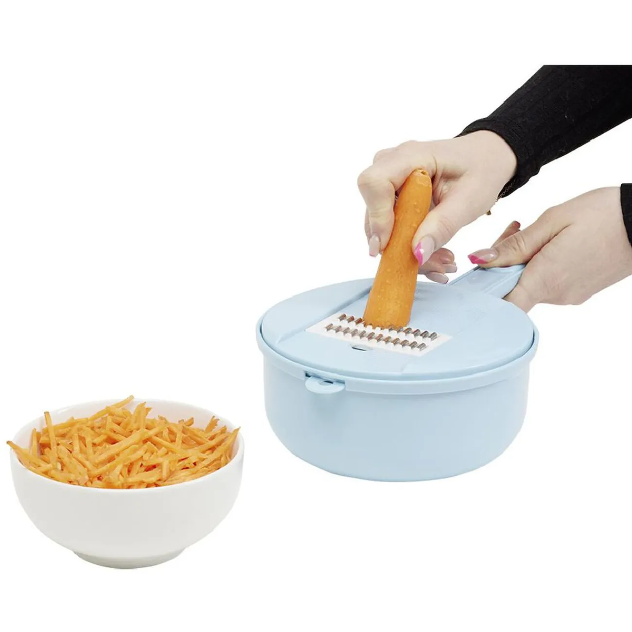 Discount Récipient 6-en-1 avec passoire et accessoires de coupe Préparation Culinaire