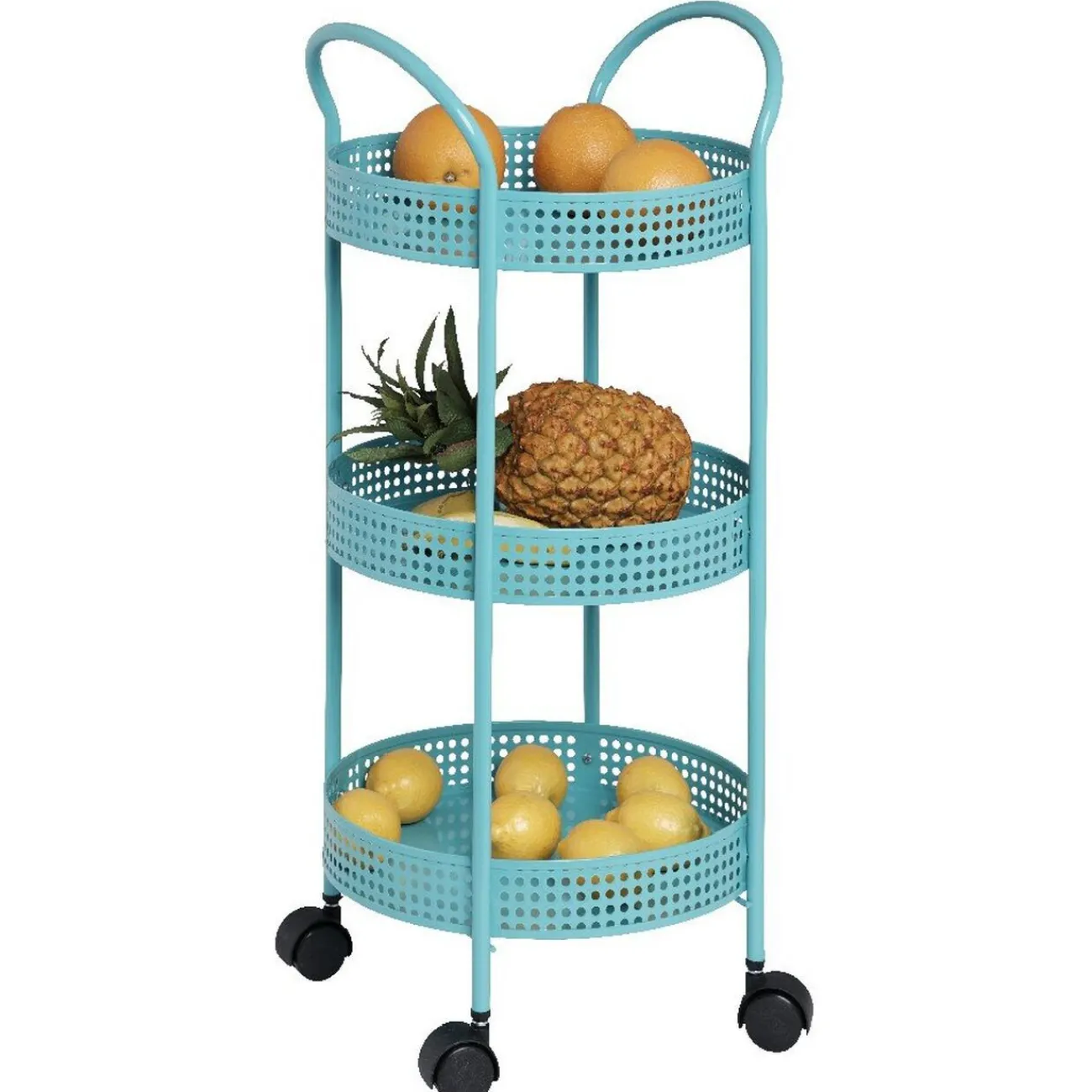 Online Resserre légumes à roulettes bleu turquoise Rangement De Cuisine