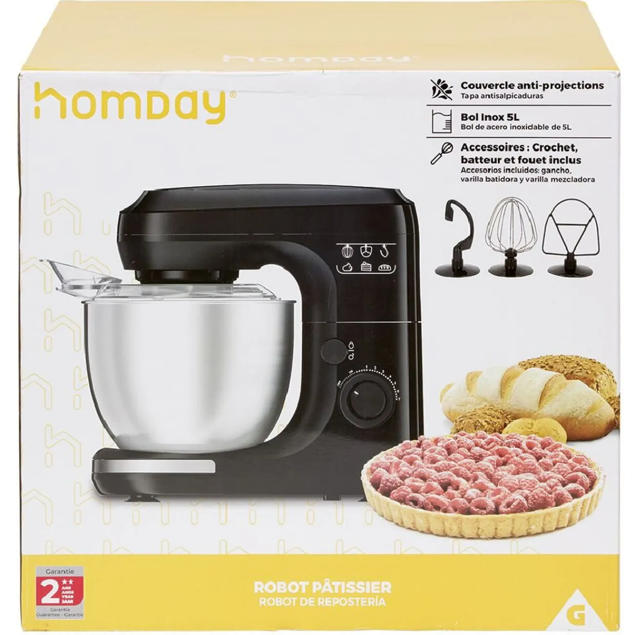 Clearance Robot pâtissier Homday bras pivotant 4,5 L Petit Électroménager