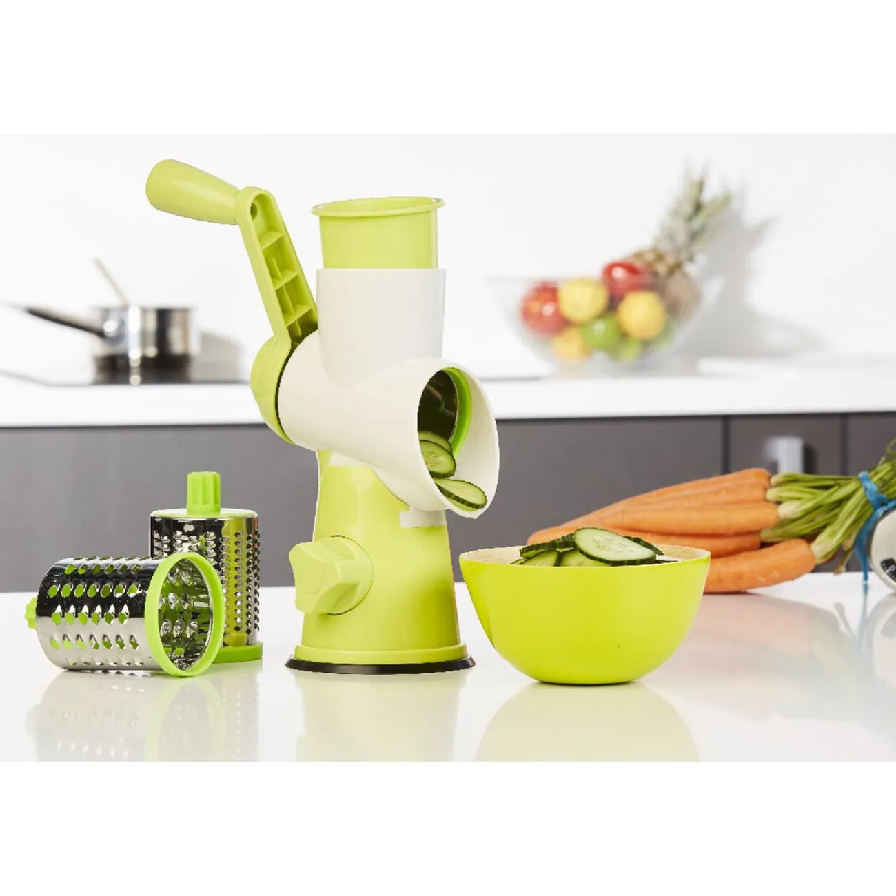 Râpe à tambour vert et blanc Préparation Culinaire