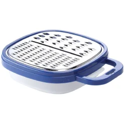 Râpe avec récipient en inox et plastique bleu Préparation Culinaire