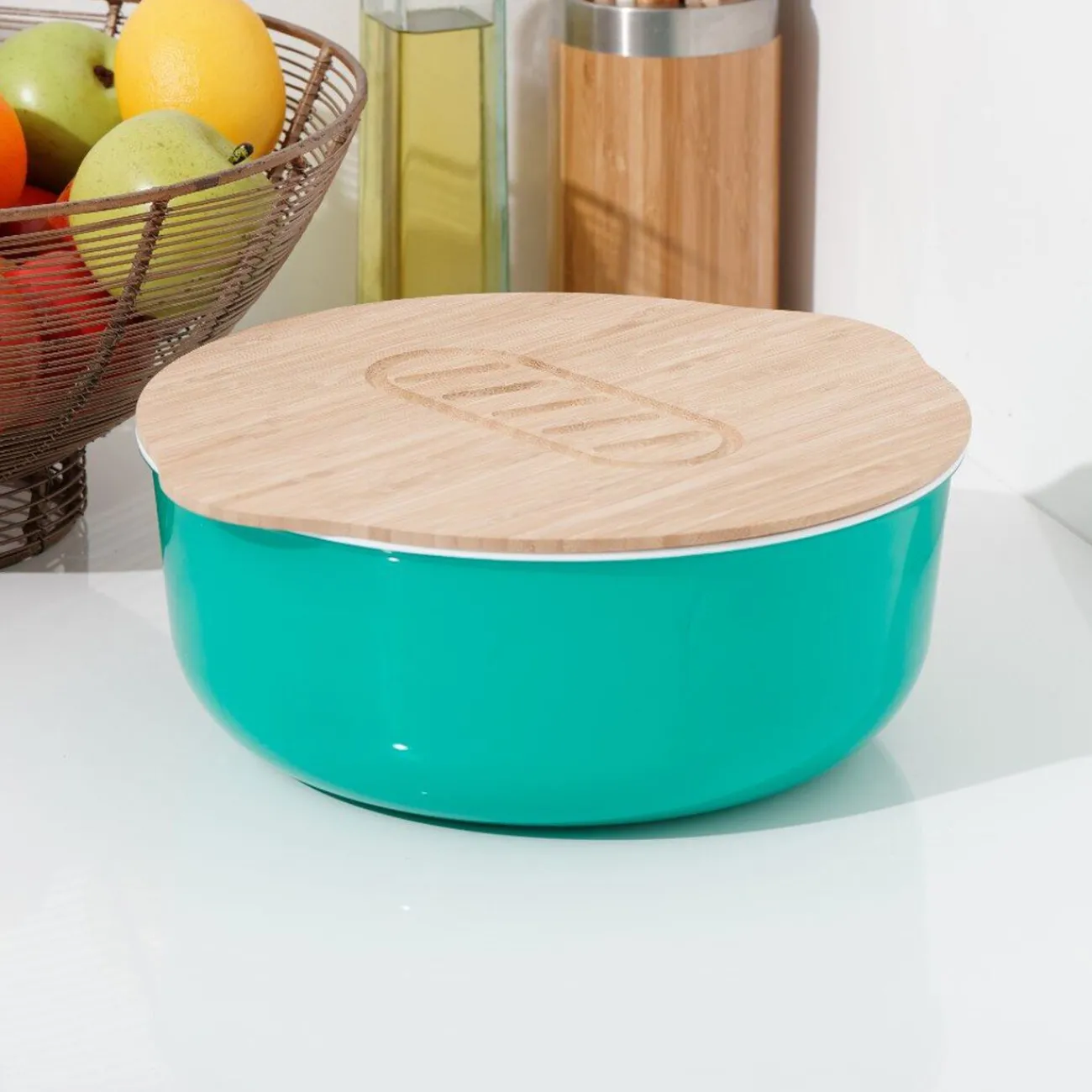 Saladier + couvercle 2 en 1 en bambou|Gifi Online