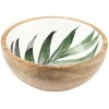 Saladier en bois interieur émail décor feuille|Gifi Best