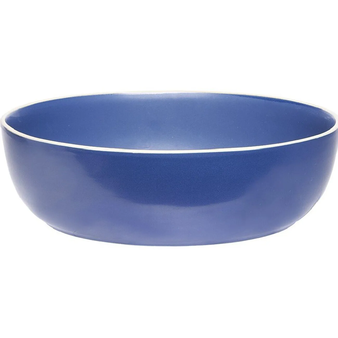Saladier en faïence bleu avec liseré blanc|Gifi Outlet