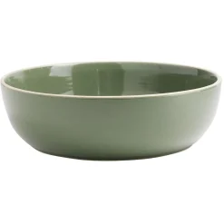 Saladier en faïence vert avec liseré crème|Gifi Outlet