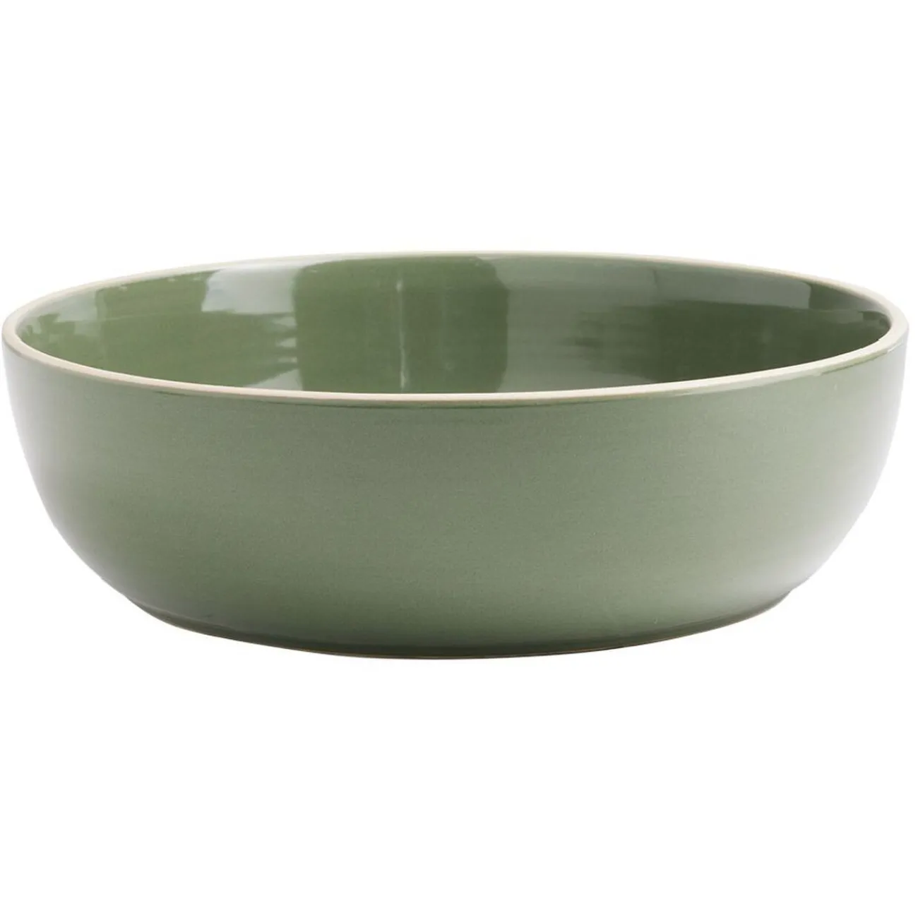 Saladier en faïence vert avec liseré crème|Gifi Outlet