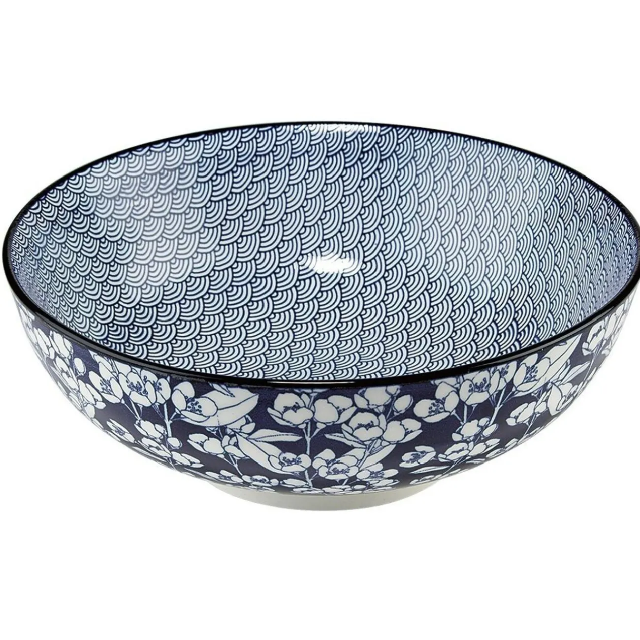 Saladier en porcelaine décor blanc et bleu|Gifi Best