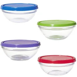 Saladier en verre x4 avec couvercle|Gifi Clearance