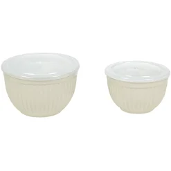 Saladier faïence x 2 avec couvercle plastique|Gifi Clearance