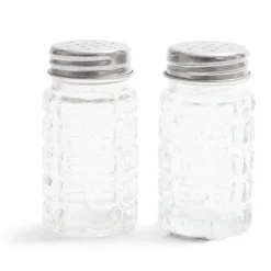 Sale Salière et poivrière de table en verre et inox 50ml Conservation Alimentaire
