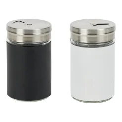 Salière et poivrière en verre et métal, set duo noir et blanc|Gifi Discount
