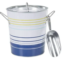 Seau à glaçons blanc rayure bleu jaune|Gifi New