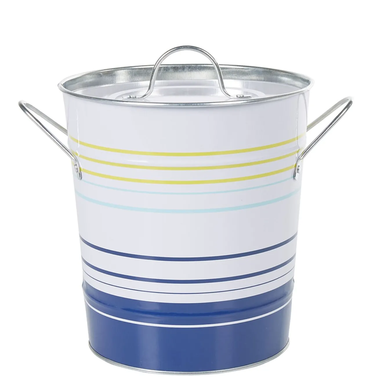 Seau à glaçons blanc rayure bleu jaune|Gifi New
