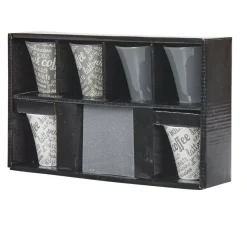 Outlet Service à café faïence ardoise gris blanc 6 personnes Vaisselle Et Accessoires De Table