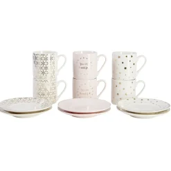Service à café faïence blanc rose or 6 personnes|Gifi Best