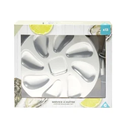 Sale Service à huitres en inox 13 pièces avec couteau/fourchettes/assiettes Vaisselle Et Accessoires De Table