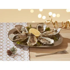 Hot Service à huîtres argenté inox 6 plats 6 fourchettes Préparation Culinaire