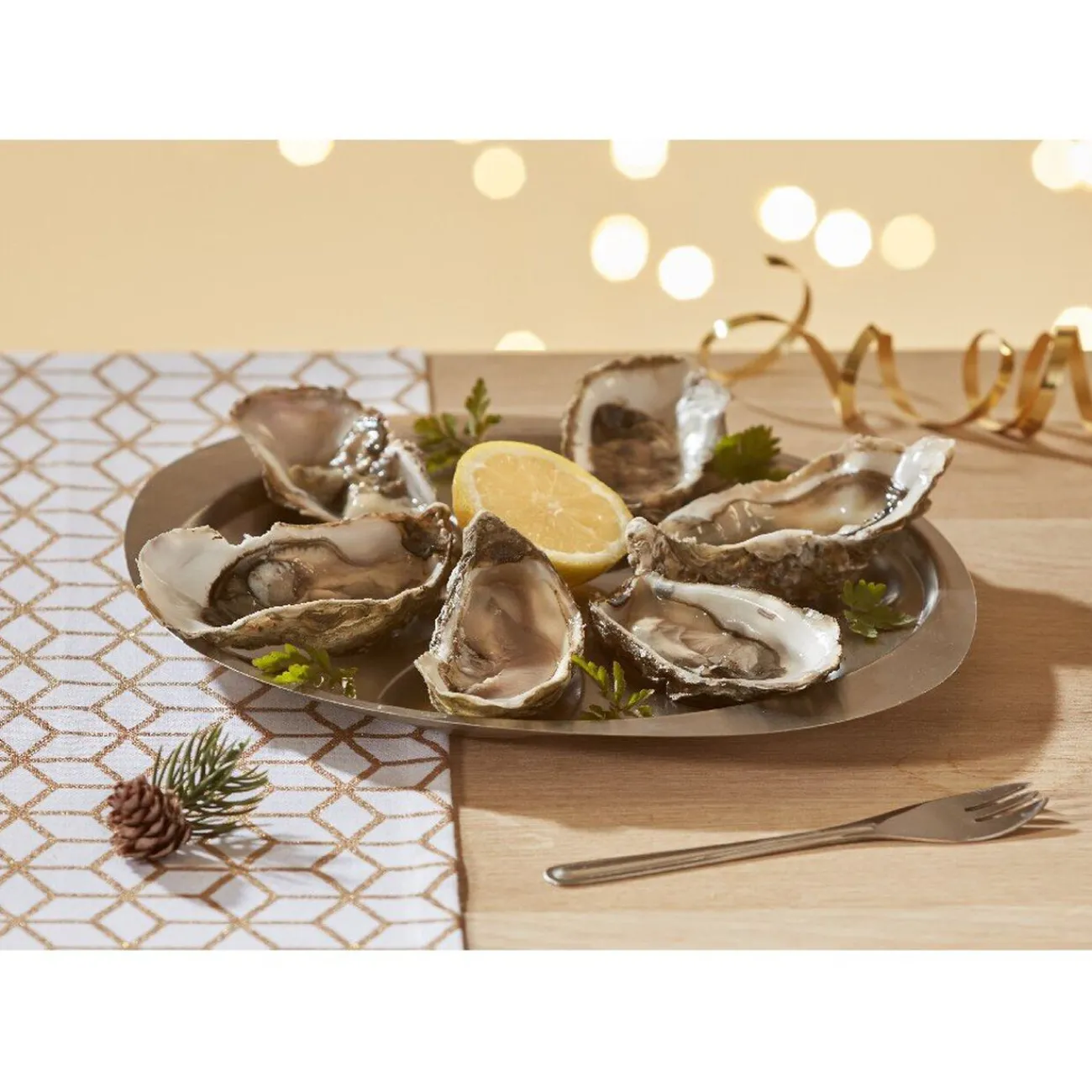 Hot Service à huîtres argenté inox 6 plats 6 fourchettes Préparation Culinaire