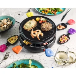 New Service à raclette grill caquelon multicolore 6 personnes Petit Électroménager