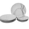 Service à vaisselle 12 pièces porcelaine blanche|Gifi Best