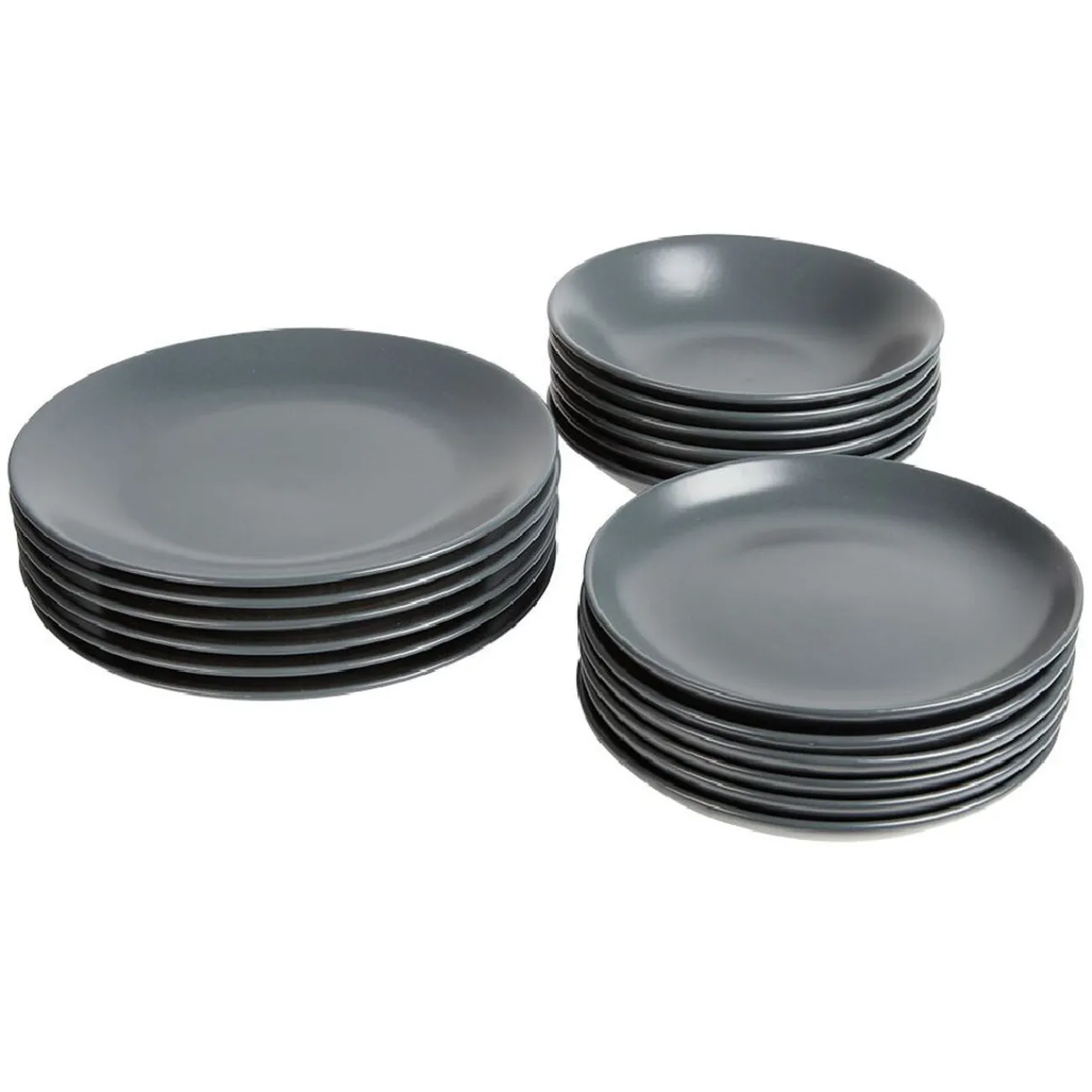 Service à vaisselle gris en faïence 18 pièces|Gifi Hot