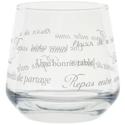 Service à verre transparent avec inscriptions phrases x12|Gifi Outlet