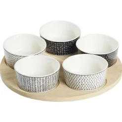 Service apéritif 5 coupelles avec plateau en bambou|Gifi Hot