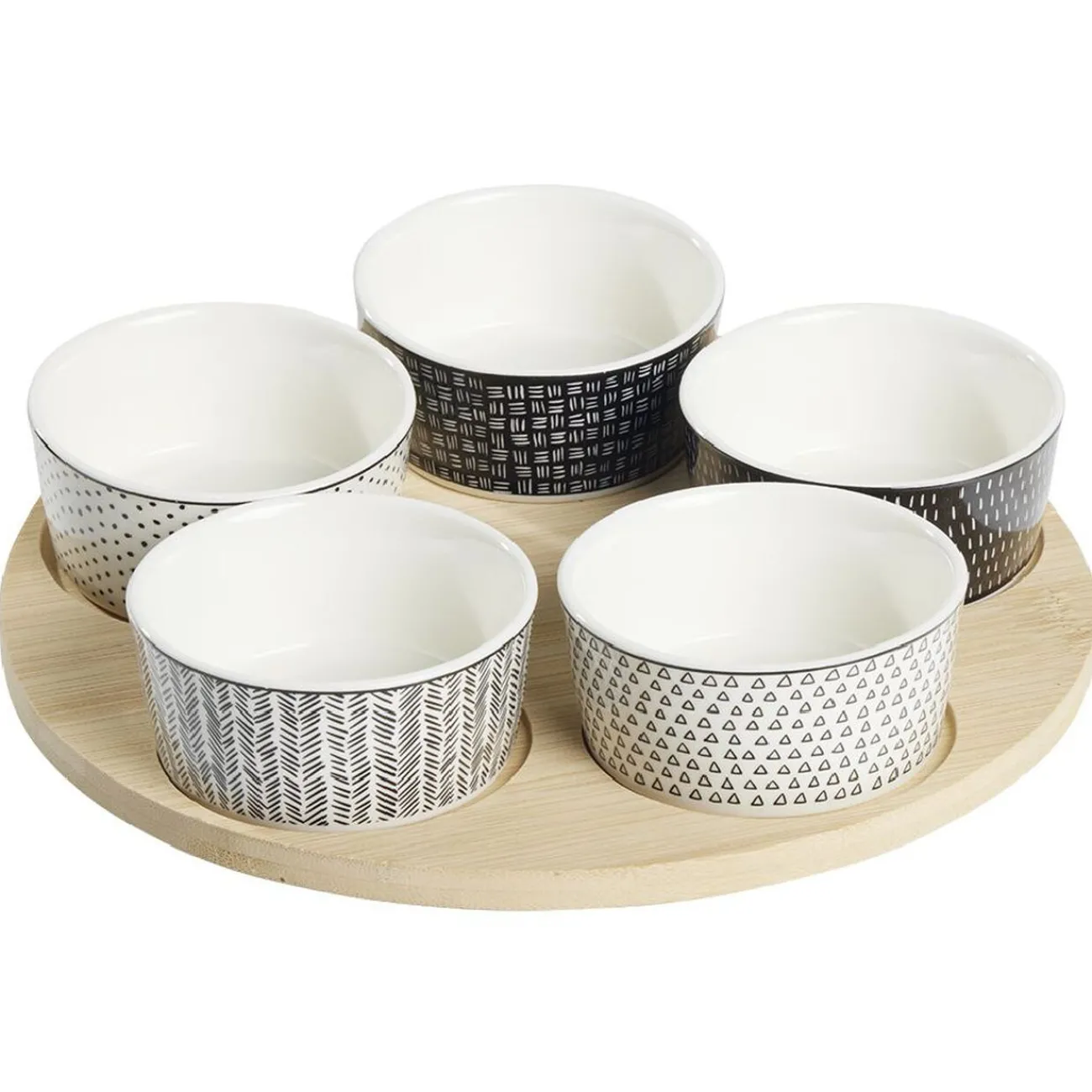 Service apéritif 5 coupelles avec plateau en bambou|Gifi Hot