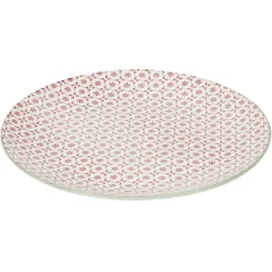 Service en porcelaine 18 pièces motif graphique beige et rouge|Gifi Outlet